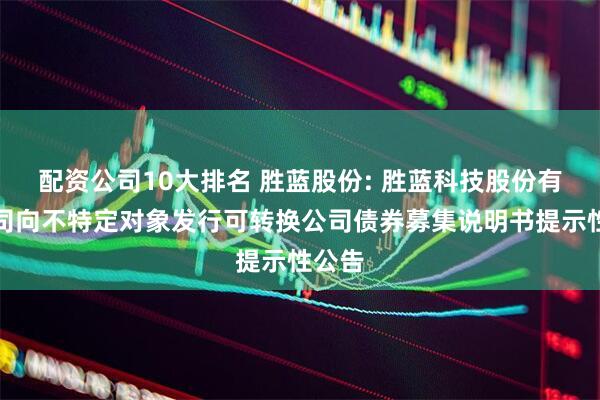配资公司10大排名 胜蓝股份: 胜蓝科技股份有限公司向不特定对象发行可转换公司债券募集说明书提示性公告